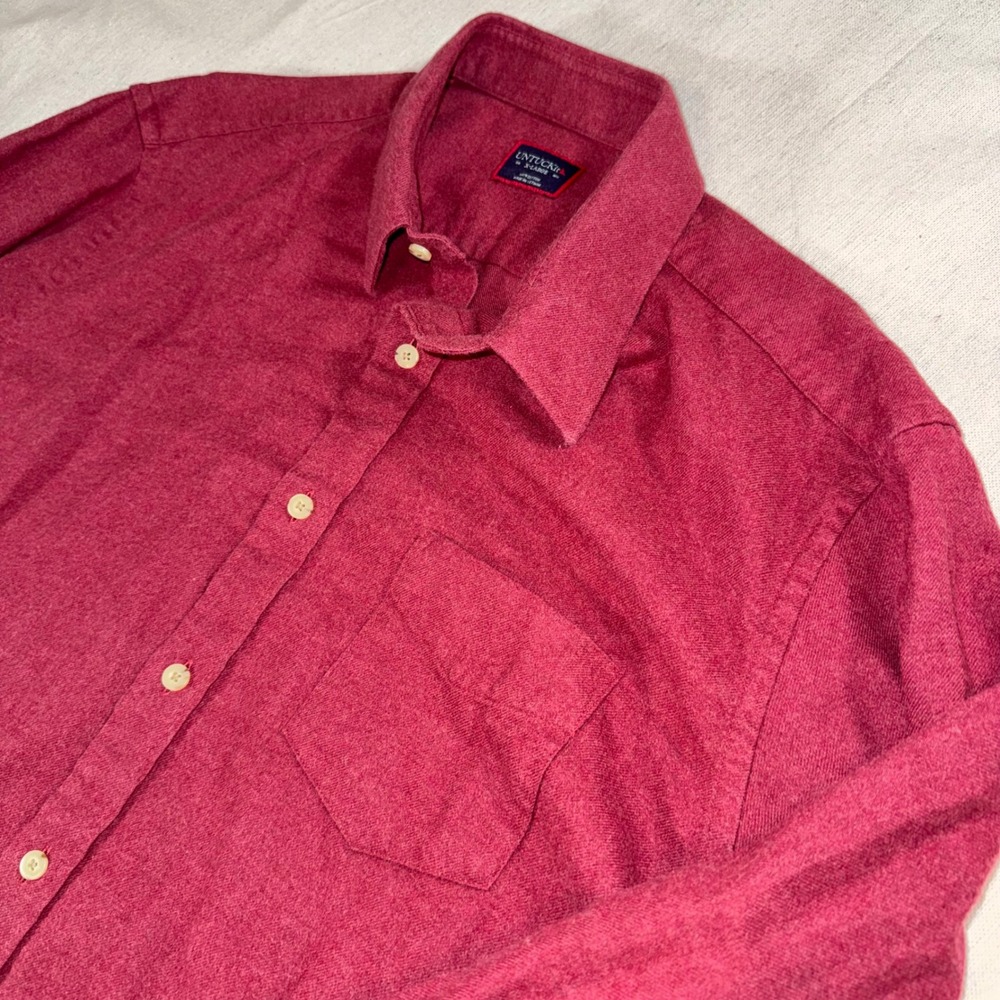 UNTUCKit Mens XL Flannel Shirt Burgundy Red Cotton Button Down Long Sleeve